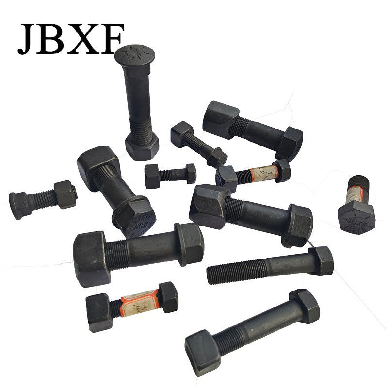 Black Hex Track Shoe Bolt And Nut 12.9 Grade Excavator Track Bolt Metric Thread