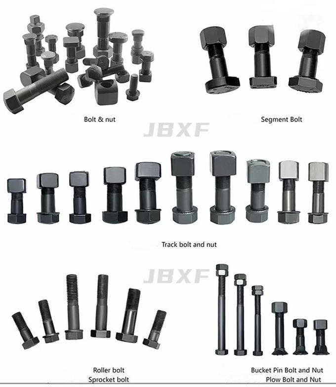 Close-up of Grade 10.9 locking excavator track bolt with violet Geomet® coating